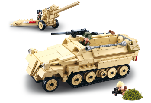 Sluban 695  WWII SD.KFZ. 251 Half-Track K18 105mm Cannon Building Bric
