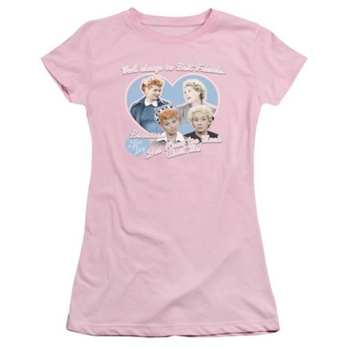 Trevco Lucy-Always Best Friends Short Sleeve Junior Sheer Tee, Pin