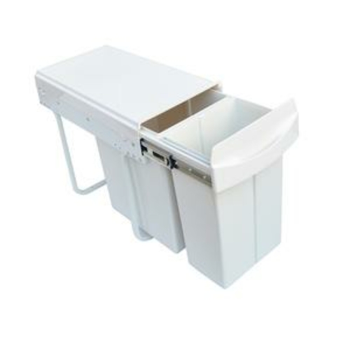 Kitchen Double Slide Pull Out Bin for Garbage Rubbish Waste 10L+20L