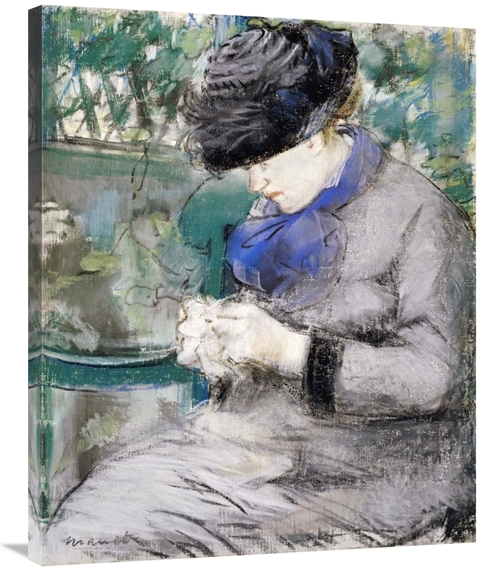 Global Gallery GCS-266823-36-142 36 in. Girl Sitting in the Garden Kni