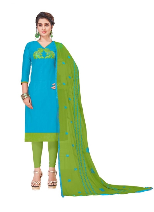Generic Women's Modal Silk Salwar Material (Sky