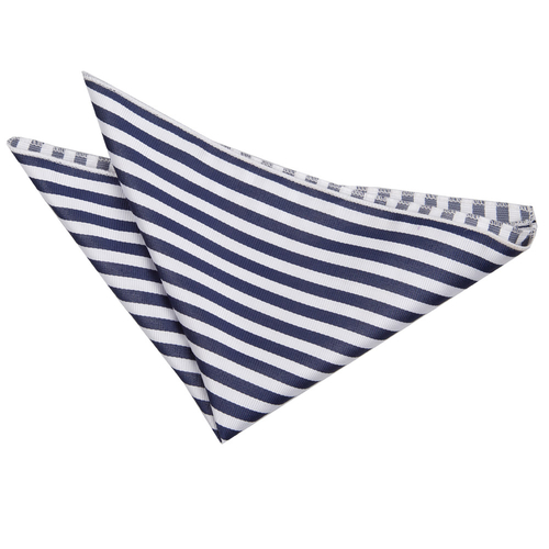 Thin Stripe Handkerchief - White & Navy Blue