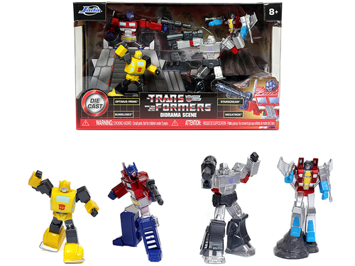 \The Transformers\" Diorama Scene Set of 4 Diecast Figurines \"Nano