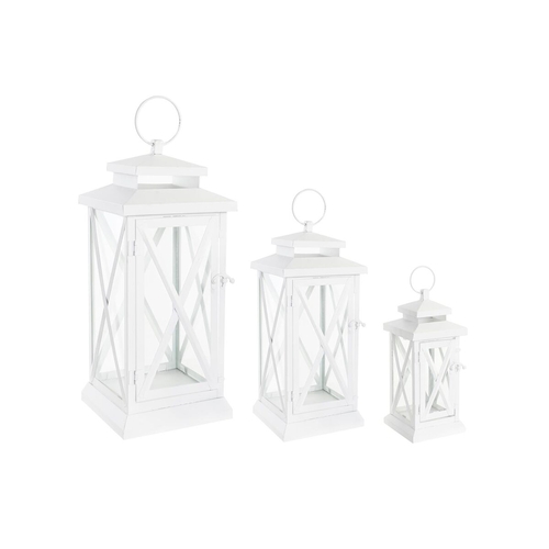 Lanterns DKD Home Decor Crystal Metal White 21 x 21 x 51 cm Shabby