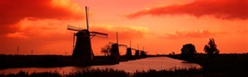 Panoramic Images PPI38598L Windmills Holland Netherlands Poster Print 