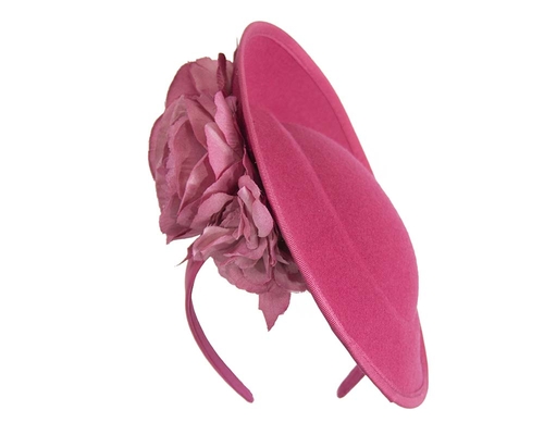 Large fuchsia plate with flowers winter racing fascinator