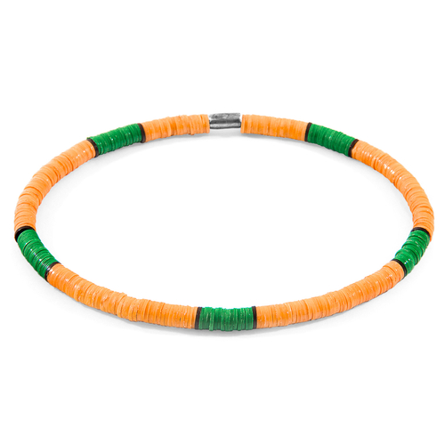 Orange - Green Finley Silver and Vinyl Disc SKINNY Bracelet