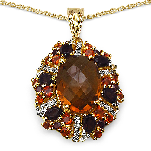 14K Yellow Gold Plated 7.70 Carat Genuine Multi Stone .925 Sterling