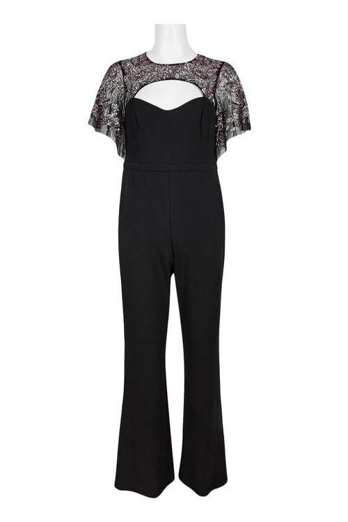 Aidan Mattox Crew Neck Cutout Front Short Sleeve Cutout Back