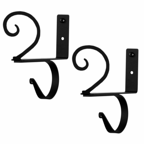 Wrought Iron Curl Curtain Rod & Shelf Brackets (pair)