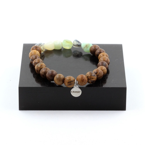 Multicolor Opal from Australia + wood Bracelet 8 mm Beads.