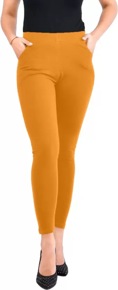 Ankle Length Ethnic Wear Legging  (Mustard, Solid)