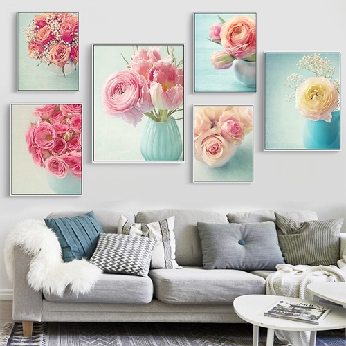 Pinky Rose Canvas Oil Painting Modern