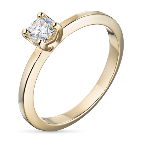 14K Yellow Gold Ring with 1 Round-Cut Lab-Created Diamond 0.364 CT.TW
