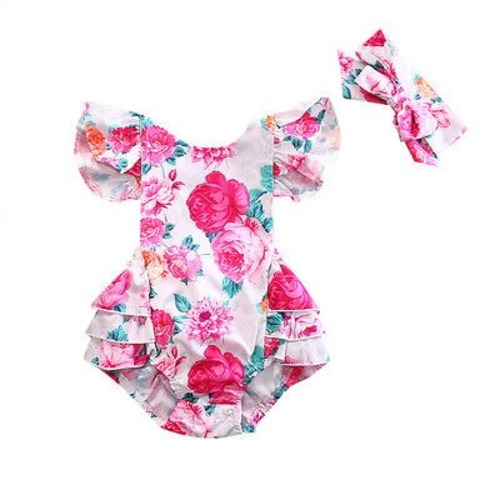 Bright Flower Print Fashion Newborn Infant