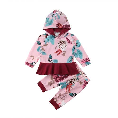 Casual Toddler Baby Kids Girls Floral Hooded