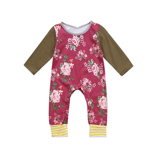 Newborn Baby Boys Girls Floral Long Sleeve Romper