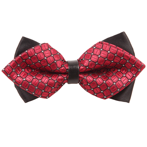 Diamond Tip Pre-Tied Bow Tie - Covert Checks Red