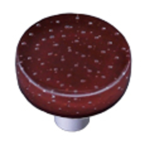 Hot Knobs HK1201-POA Bubbles Deep Red Oval Glass Cabinet Pull - Alumin