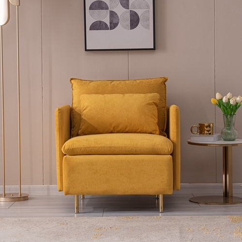Modern fabric accent armchair,upholstered single sofa chair,Yellow