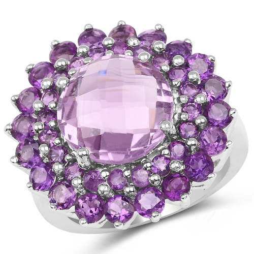 8.02 Carat Genuine Amethyst .925 Sterling Silver Ring