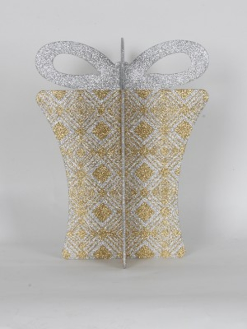 Winterland WL-3D-GIFT-13-GO-SLV Gold And Silver Gift Box, 13.5 in.