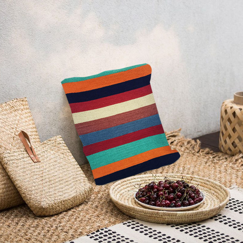 Kilim Handwoven Shocking Orange Cushion Cover