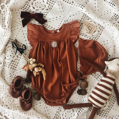 Summer Solid Ruffle Sleeveless Romper Newborn Baby