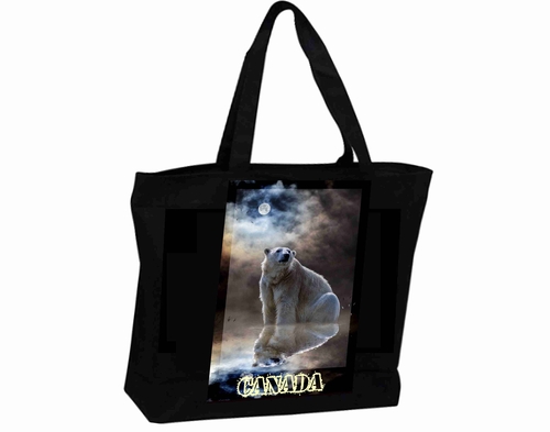 Tote Bag XL Travel Poster Visit Canada and The Polar Bear