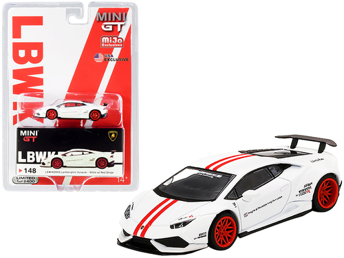 Lamborghini Huracan Version 1 LB Works White with Red Stripes Limited