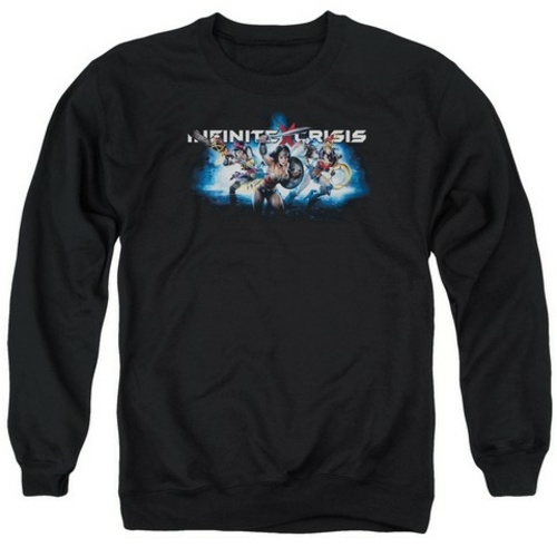 Trevco Infinite Crisis-Ic Blue Adult Crew Sweat Tee- Black - Medium