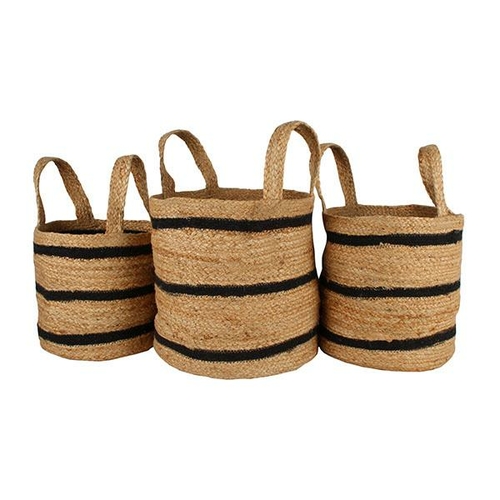 Ovela Striped Jute Basket Set Of 3