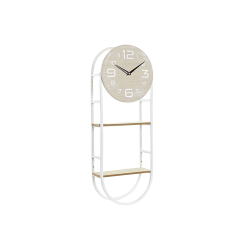 Wall Clock DKD Home Decor Natural Metal MDF White (25,5 x 11,5 x 71