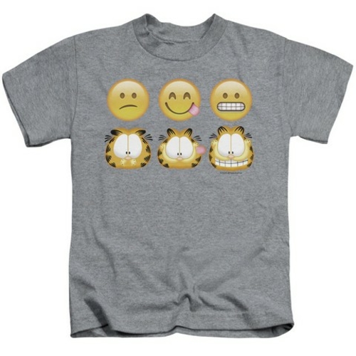 Trevco Garfield-Emojis Short Sleeve Juvenile 18-1 Tee- Athletic Heathe