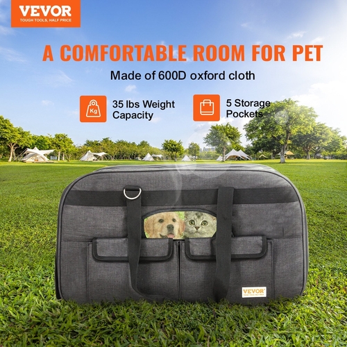 VEVOR Cat Carrier with Wheels, Rolling Pet Carrier with Telescopic