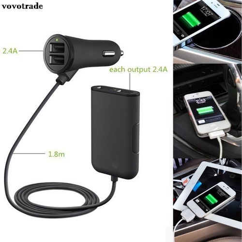 38W 4 Port USB Passenger Car Charger +