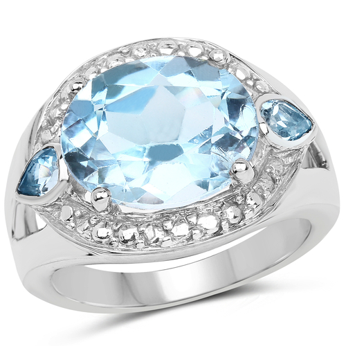 5.51 Carat Genuine Blue Topaz Brass Ring