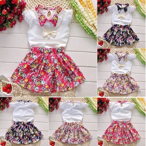 Girls 2PCS suits shirt+Skirt Kids Princess clothes