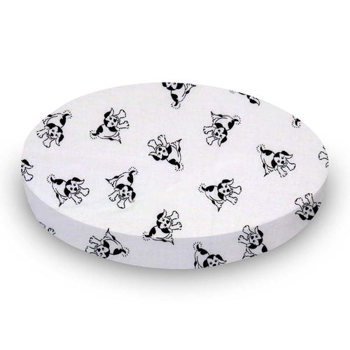 SheetWorld Fitted Round Crib Sheet - 100% Cotton Woven - Doggies, Made