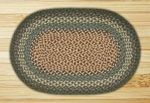 Capitol Importing 02-013 Dark Green - 20 in. x 30 in. Oval Braided Rug