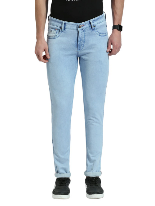 Men comfortable Solid Mid Rise Slim Fit Jean(size32)(ColorBlue)