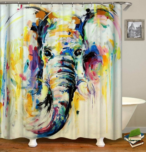 Colorful Painting Elephant Shower Curtain