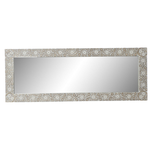 Wall mirror DKD Home Decor White Natural Crystal Mango wood MDF Wood