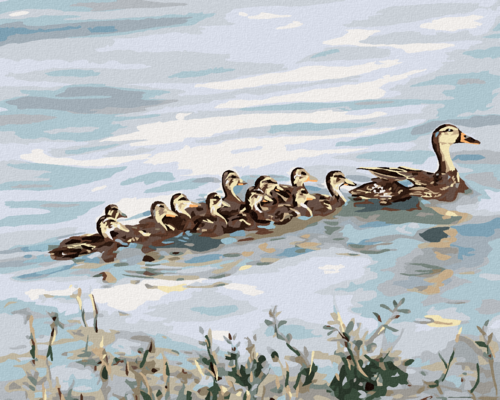 Zuty - Paint by Numbers - DUCK AND DUCKLINGS (D. RUSTY RUST), 40x50 cm
