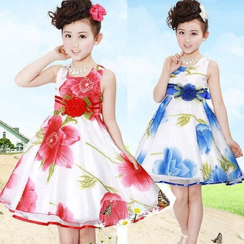NEW Baby Kids Girls Party Sleeveless Flower Gown