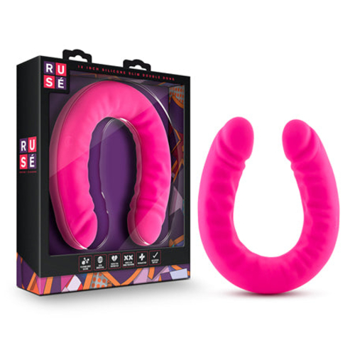 Blush Ruse Realistic 18 in. Silicone Slim Double Dong Dual Ended Dildo