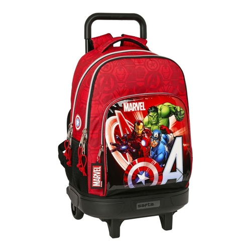 School Rucksack with Wheels The Avengers Infinity Red Black (33 x 45 x