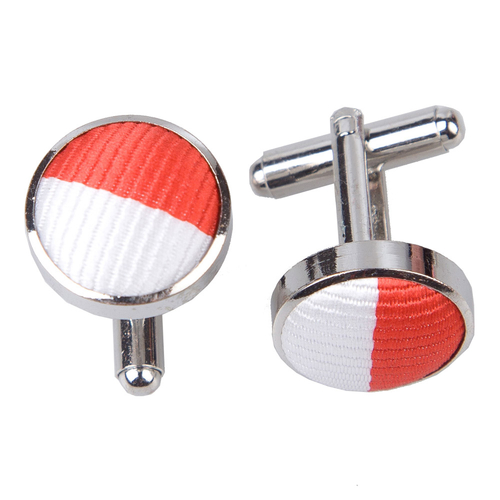 Striped Cufflinks - Red & White