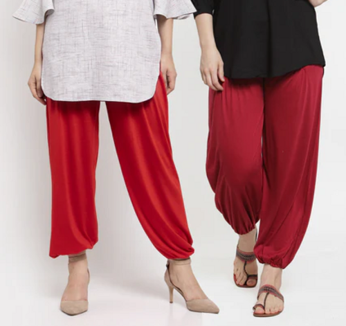 "Chic Comfort: Red Maroon Viscose Lycra Harem Pant"