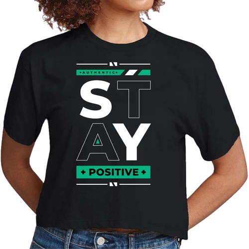 Womens Cropped Graphic T-shirt - Stay Positive
